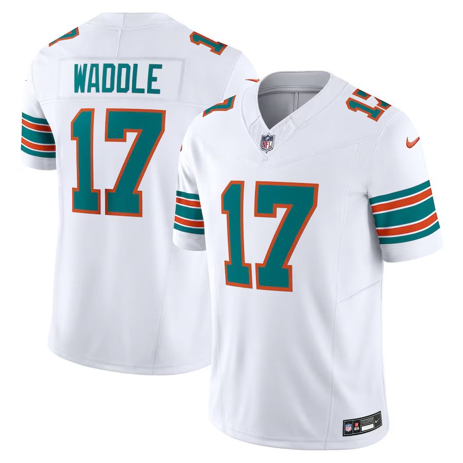 Men Miami Dolphins #17 Jaylen Waddle Nike White Alternate Vapor F.U.S.E. Limited NFL Jersey